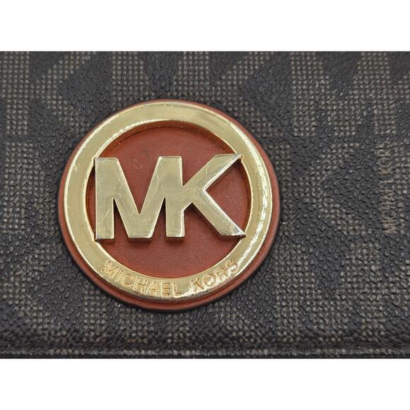 Michael Kors Signature Monogram Wallet + XL MK Logo Belt Bundle - Picture 2 of 10